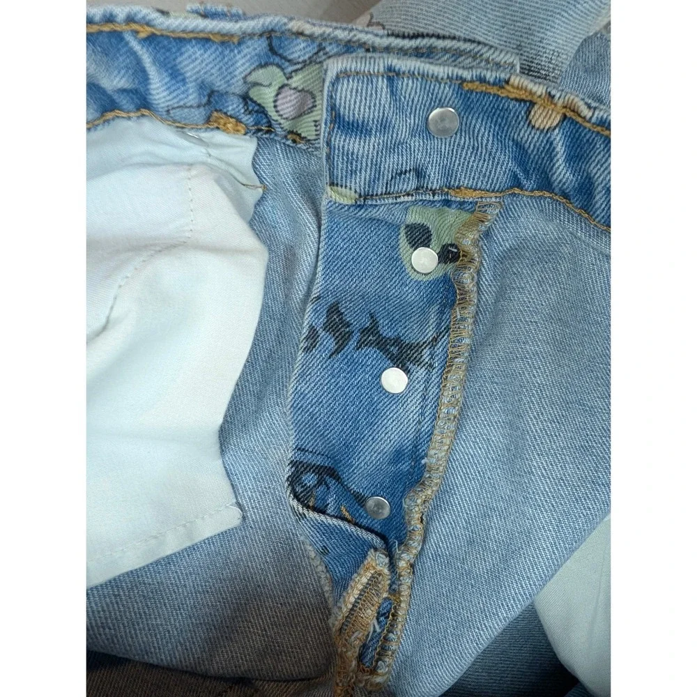 Y2K Wild Fable Denim Shorts Womens Sz 12 Graffiti Doodle Distressed Blue Cotton